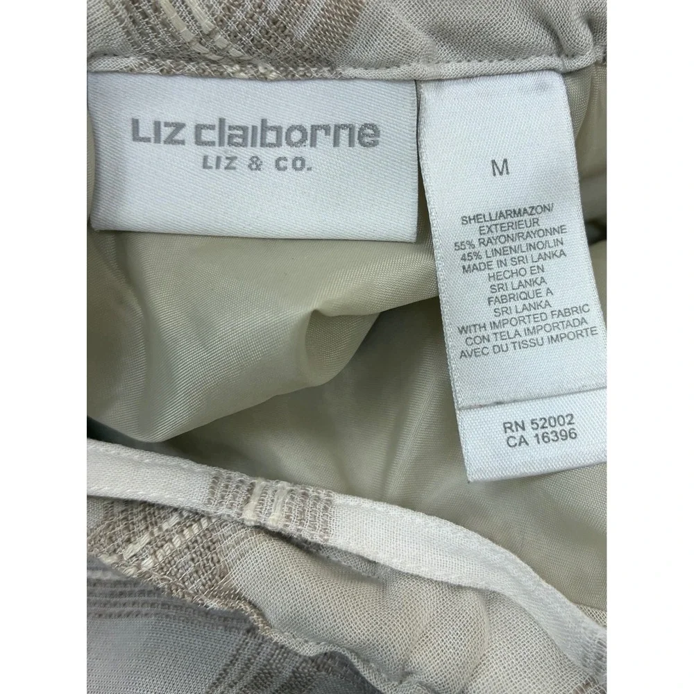 Y2K 90s Vtg Liz Claiborne Skirt M Linen Maxi Plaid Cottage Checkered Boho Office